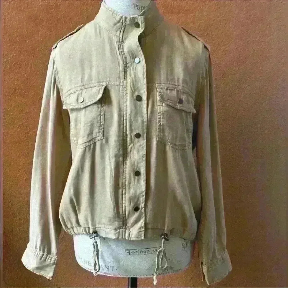 NWT! Rails Collins Linen Blend Military
Utility Jacket In Toffee Small - Picture 6 of 10